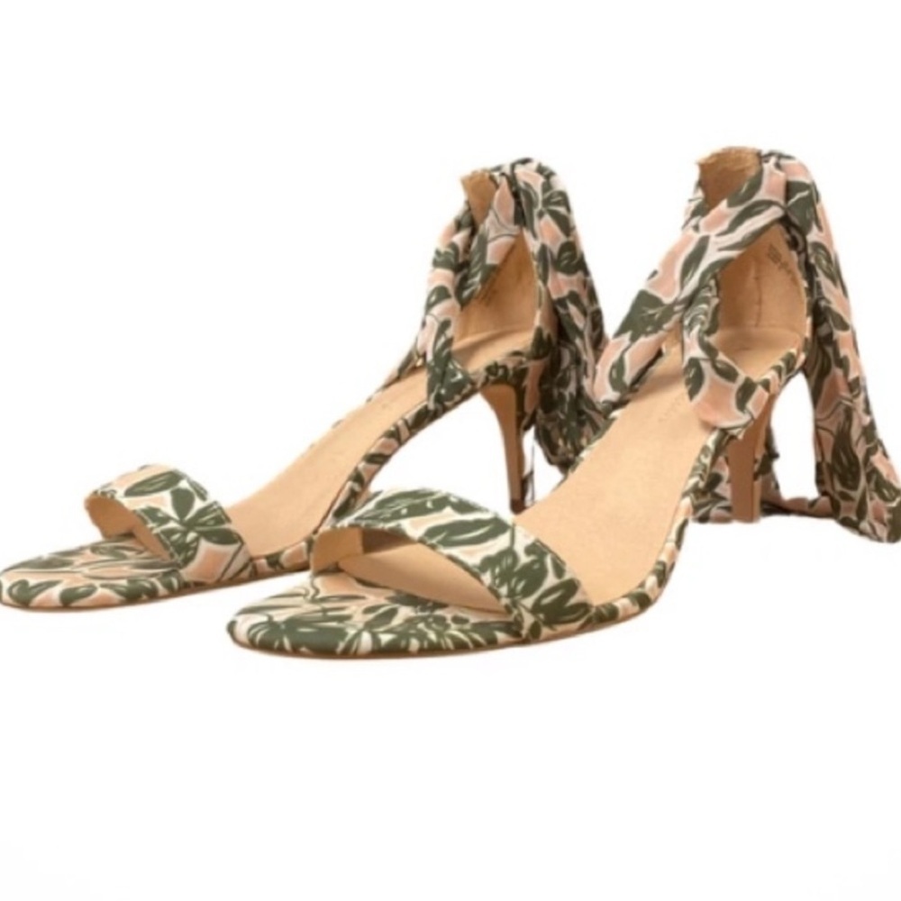 ANTHROPOLOGIE JAIME FLORAL  LACE-UP HEELS SIZE 8.5
